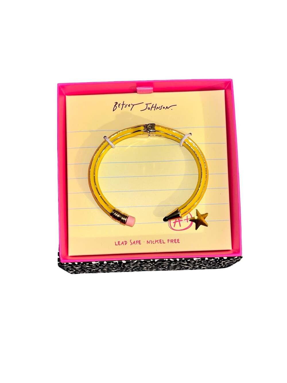 Betsey Johnson Yellow Pencil Hinged Bangle Bracelet